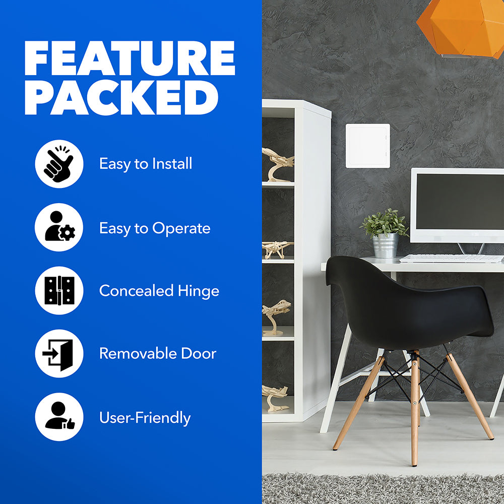 4" x 6" White Heavy-Duty Plastic Access Panel for Drywall: Premium Wall Hole Cover & Plumbing Panel