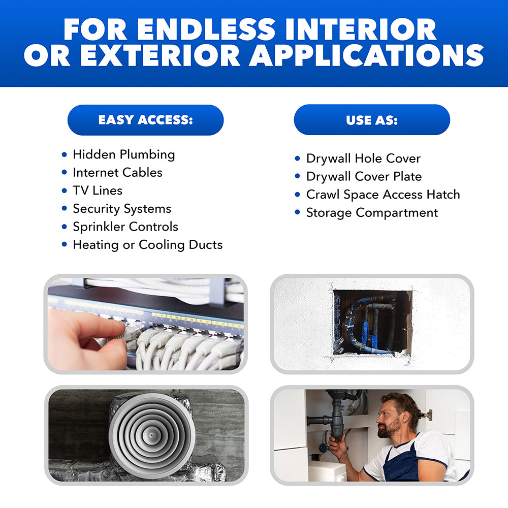 4" x 6" White Heavy-Duty Plastic Access Panel for Drywall: Premium Wall Hole Cover & Plumbing Panel