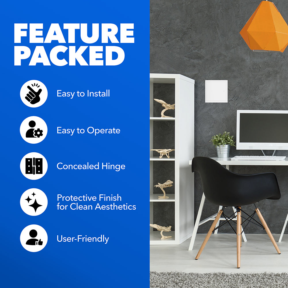 12" x 12" White Powder-Coated Steel Metal Access Panel: Sleek Flush Mount for Drywall