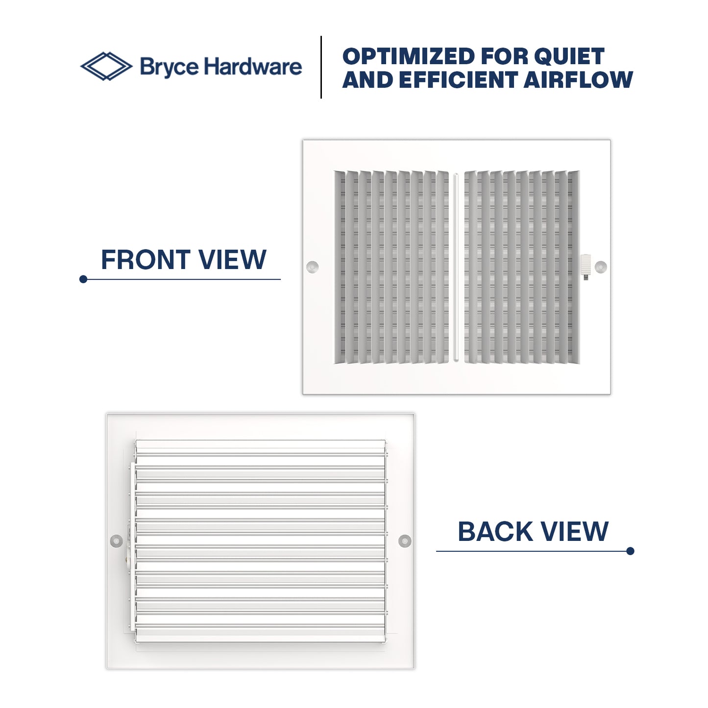 10" x 8" Air Supply Vent Cover - Solid Steel Grille for Wall & Ceiling, White Finish