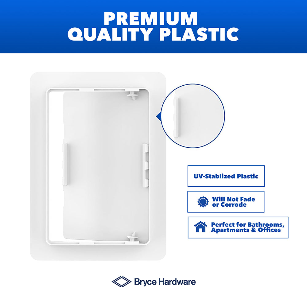 4" x 6" White Heavy-Duty Plastic Access Panel for Drywall: Premium Wall Hole Cover & Plumbing Panel