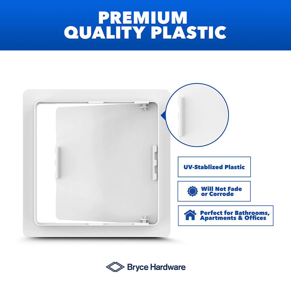 12" x 12" White Heavy-Duty Plastic Access Panel for Drywall: Premium Wall Hole Cover & Plumbing Panel