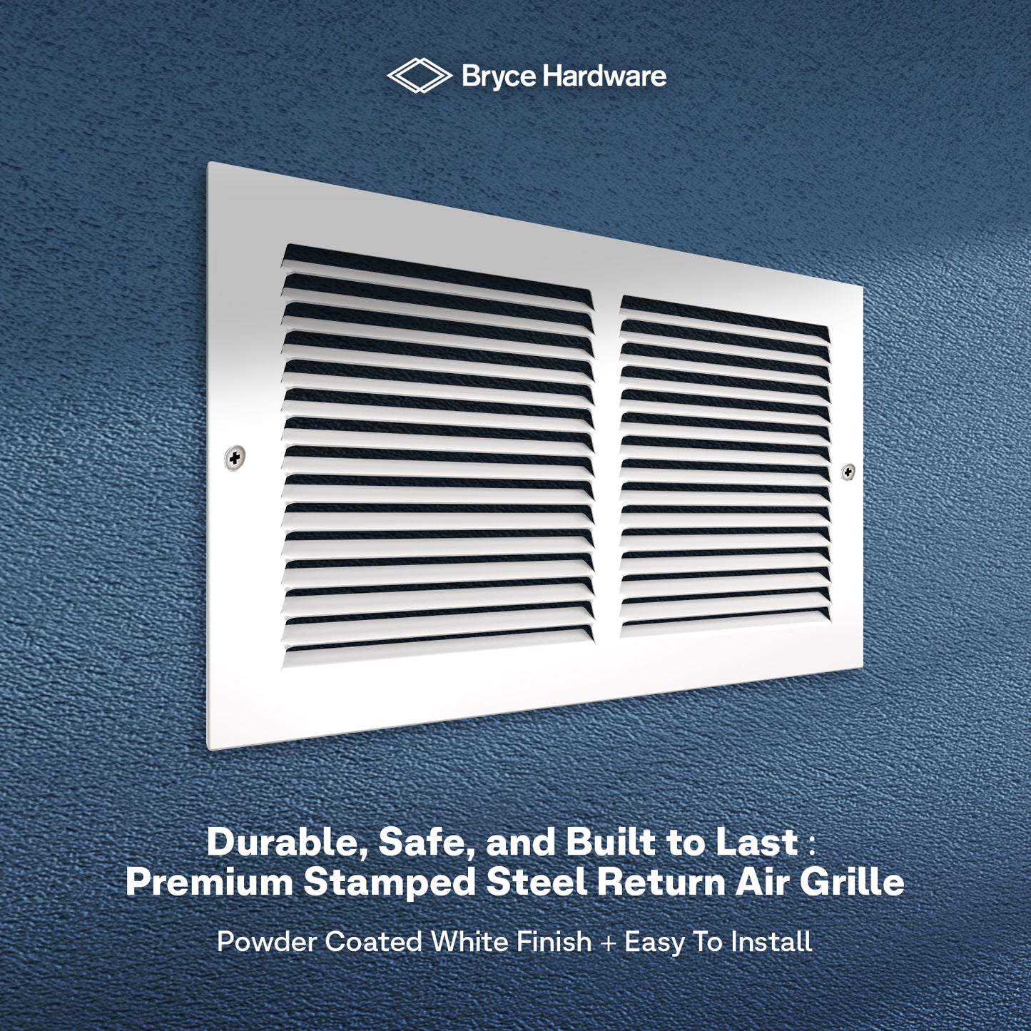 14” x 8” Air Return Grille - Heavy-Duty Steel, Louvered, Matte White, Easy Install Kit