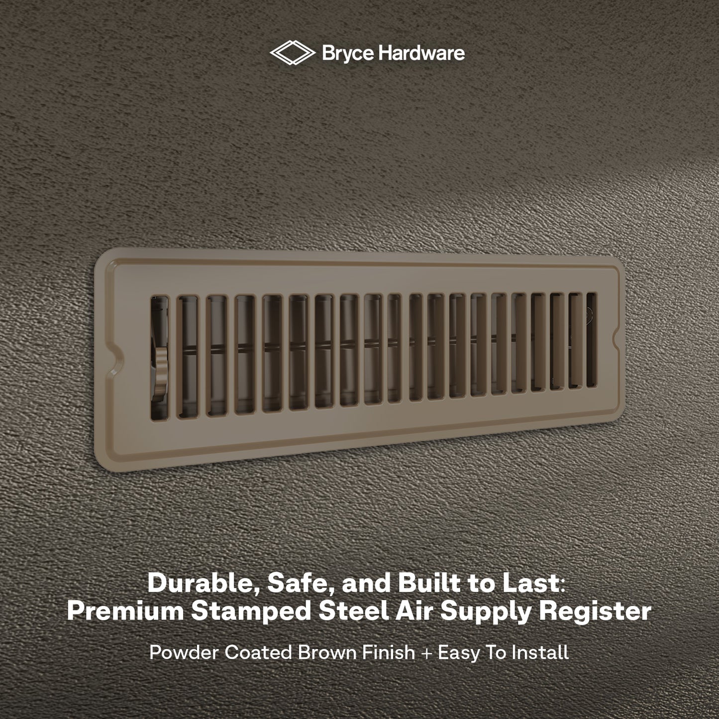 2” x 10” Floor Register - Heavy-Duty Steel, Adjustable Airflow, White Vent Cover