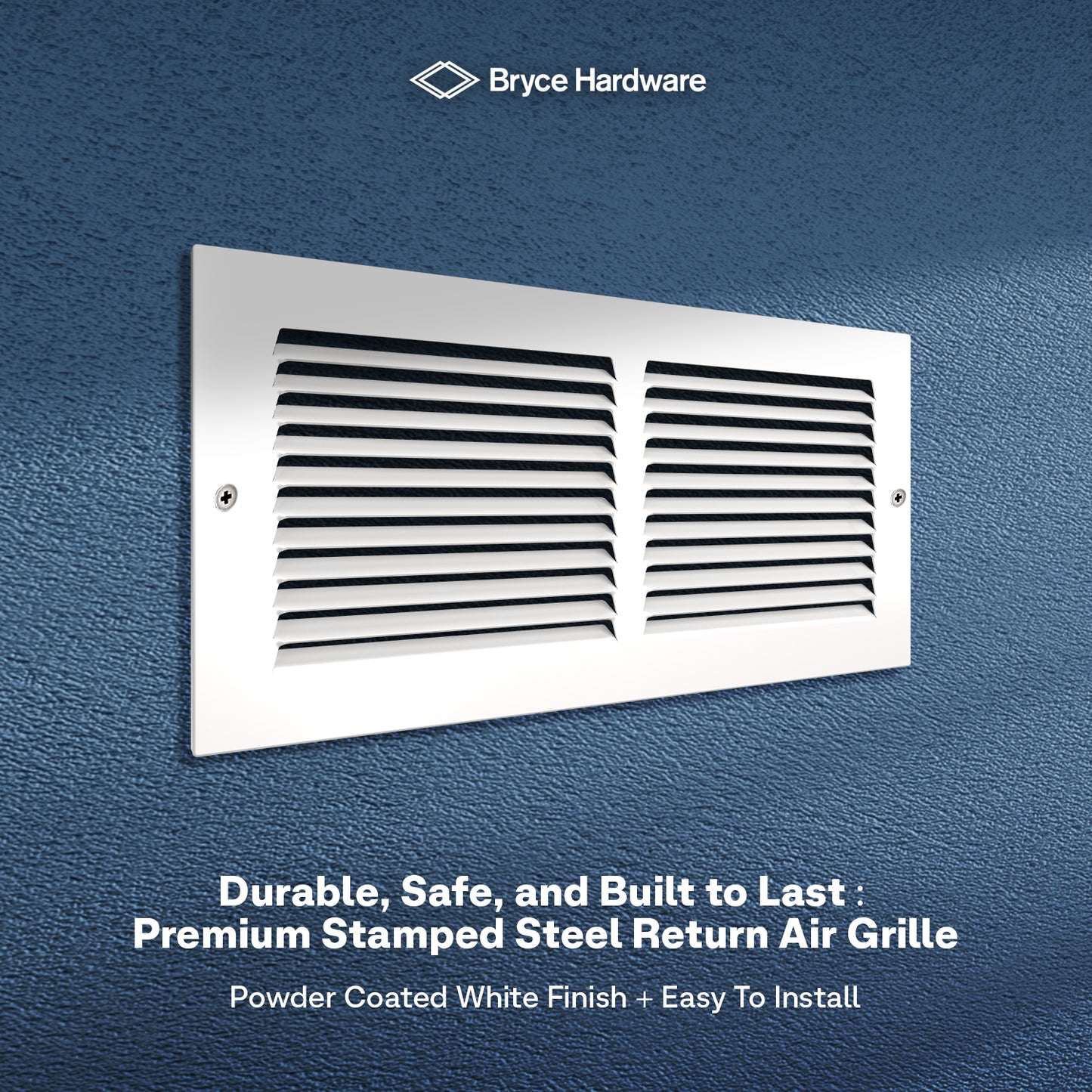 14” x 6” Air Return Grille - Heavy-Duty Steel, Louvered, Matte White, Easy Install Kit