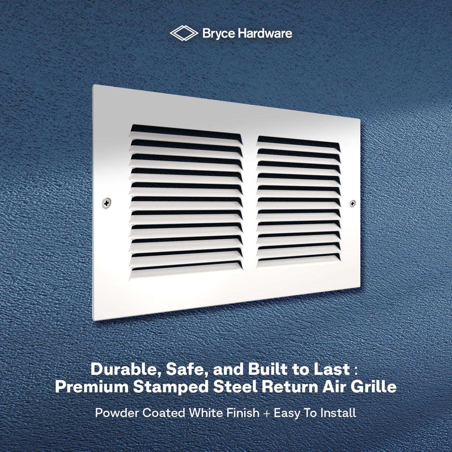 10” x 6” Air Return Grille - Heavy-Duty Steel, Louvered, Matte White, Easy Install Kit