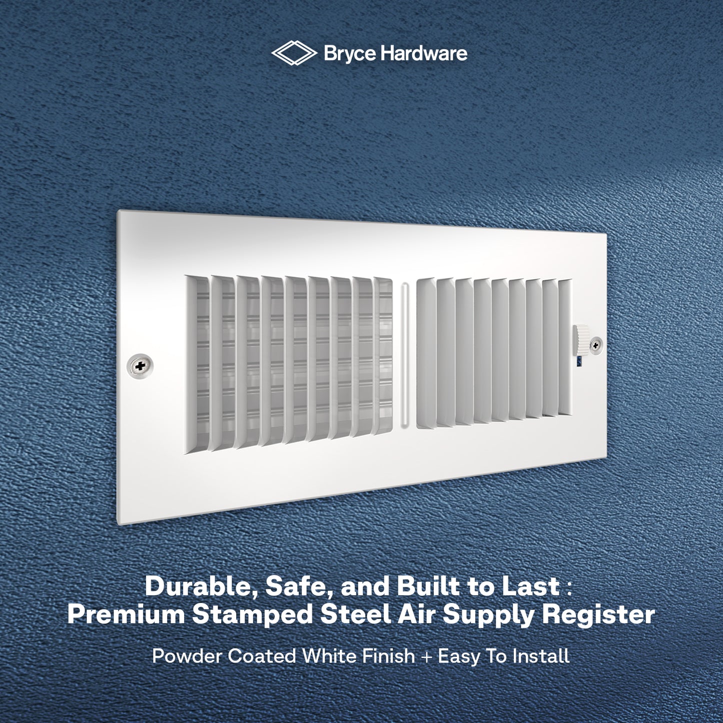 10" x 4" Air Supply Vent Cover - Solid Steel Grille for Wall & Ceiling, White Finish