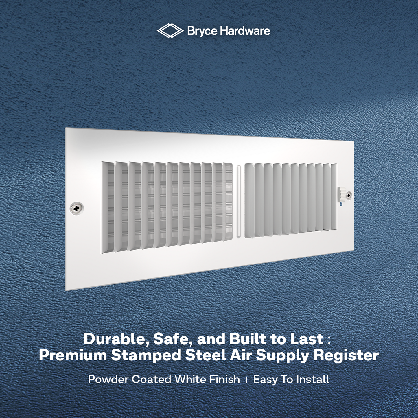 12" x 4" Air Supply Vent Cover - Solid Steel Grille for Wall & Ceiling, White Finish