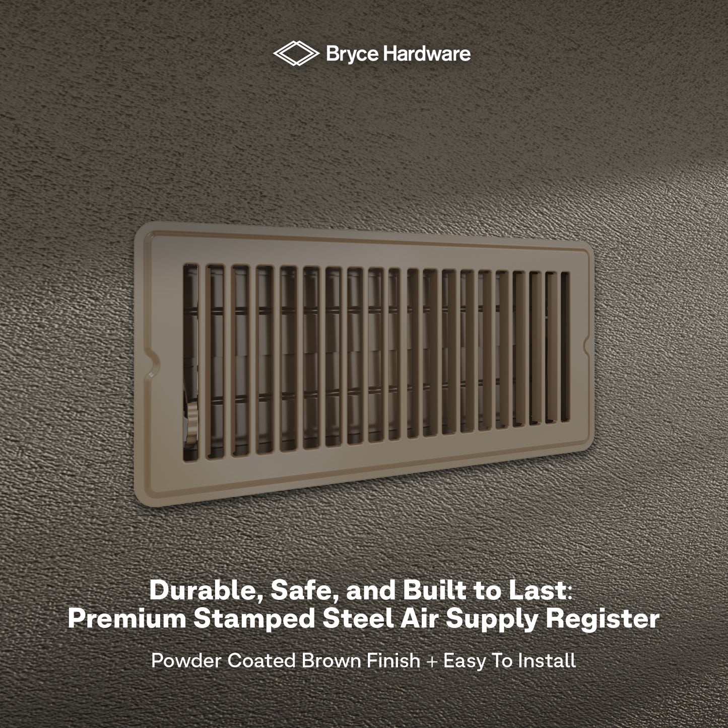 4” x 10” Floor Register - Heavy-Duty Steel, Adjustable Airflow, White Vent Cover