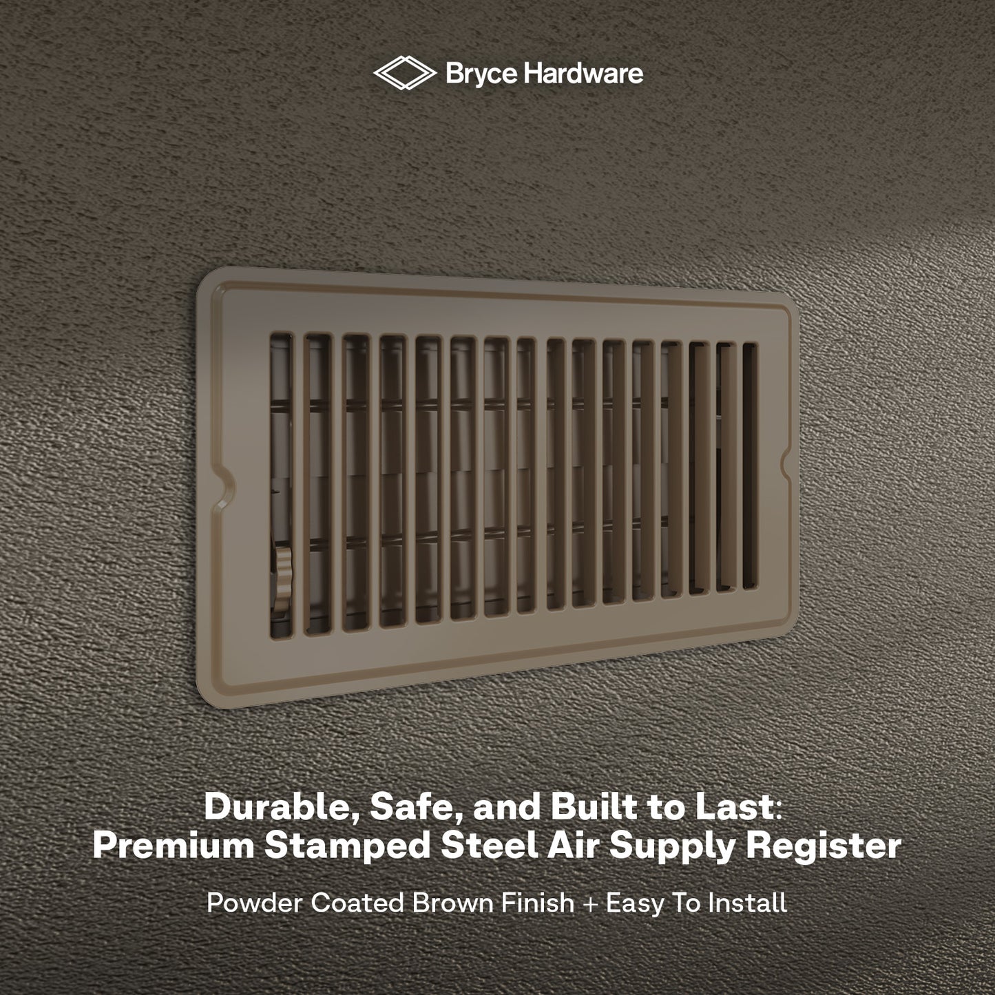 4” x 8” Floor Register - Heavy-Duty Steel, Adjustable Airflow, White Vent Cover