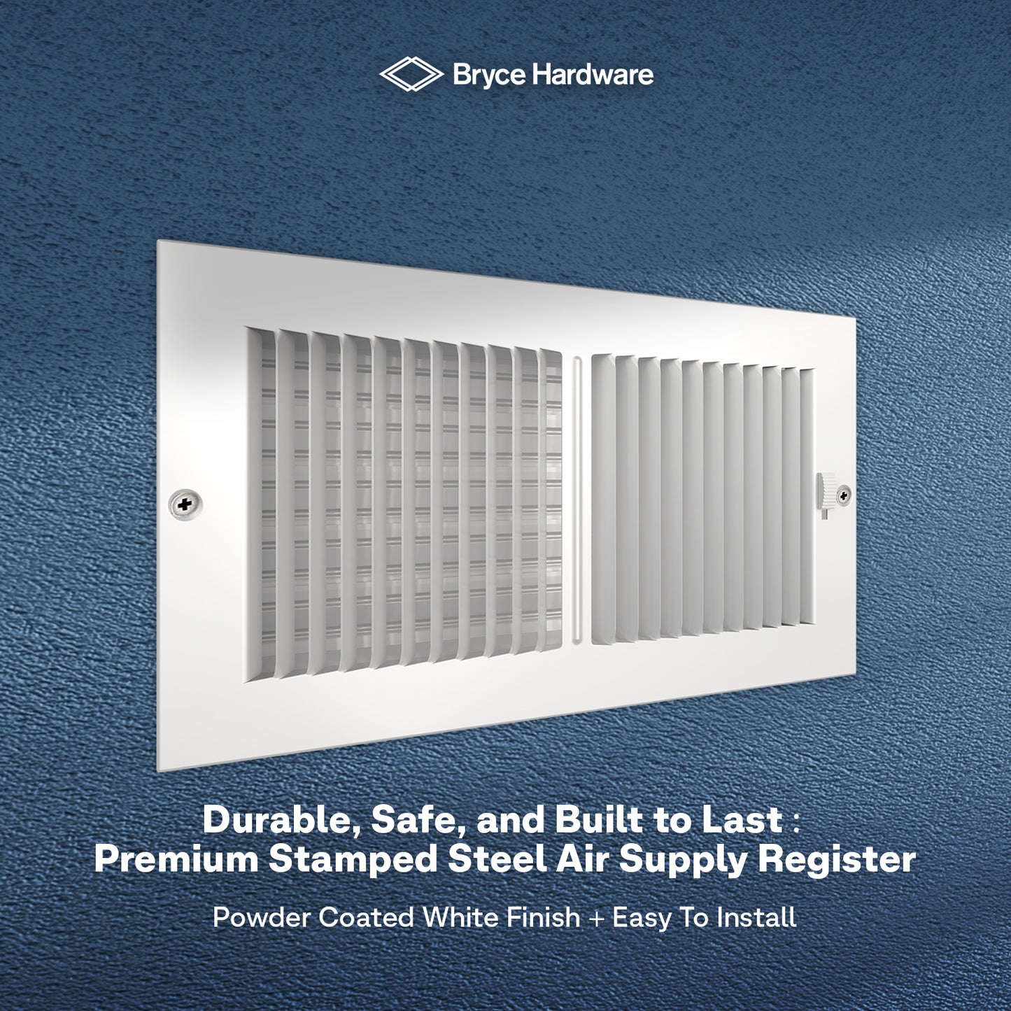 12" x 6" Air Supply Vent Cover - Solid Steel Grille for Wall & Ceiling, White Finish