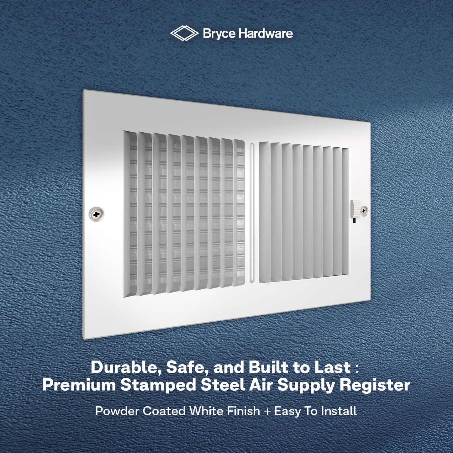 10" x 6" Air Supply Vent Cover - Solid Steel Grille for Wall & Ceiling, White Finish