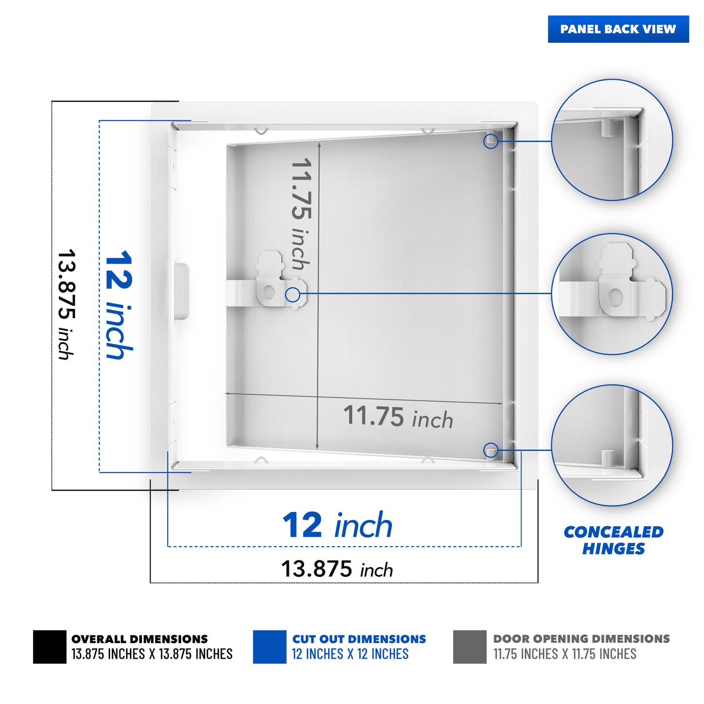 12" x 12" White Powder-Coated Steel Metal Access Panel: Sleek Flush Mount for Drywall