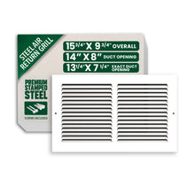 14” x 8” Air Return Grille - Heavy-Duty Steel, Louvered, Matte White, Easy Install Kit view 2