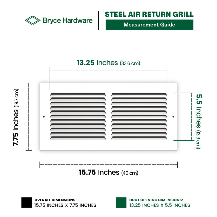 14” x 6” Air Return Grille - Heavy-Duty Steel, Louvered, Matte White, Easy Install Kit view 3 of 7