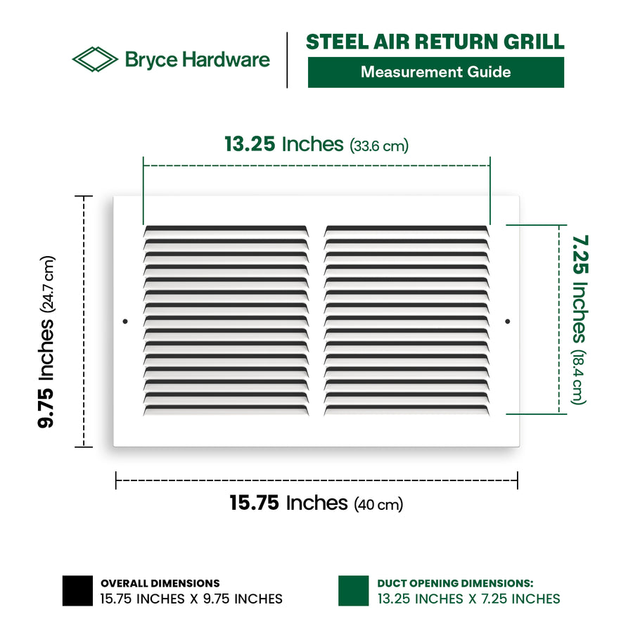 14” x 8” Air Return Grille - Heavy-Duty Steel, Louvered, Matte White, Easy Install Kit view 3 of 7