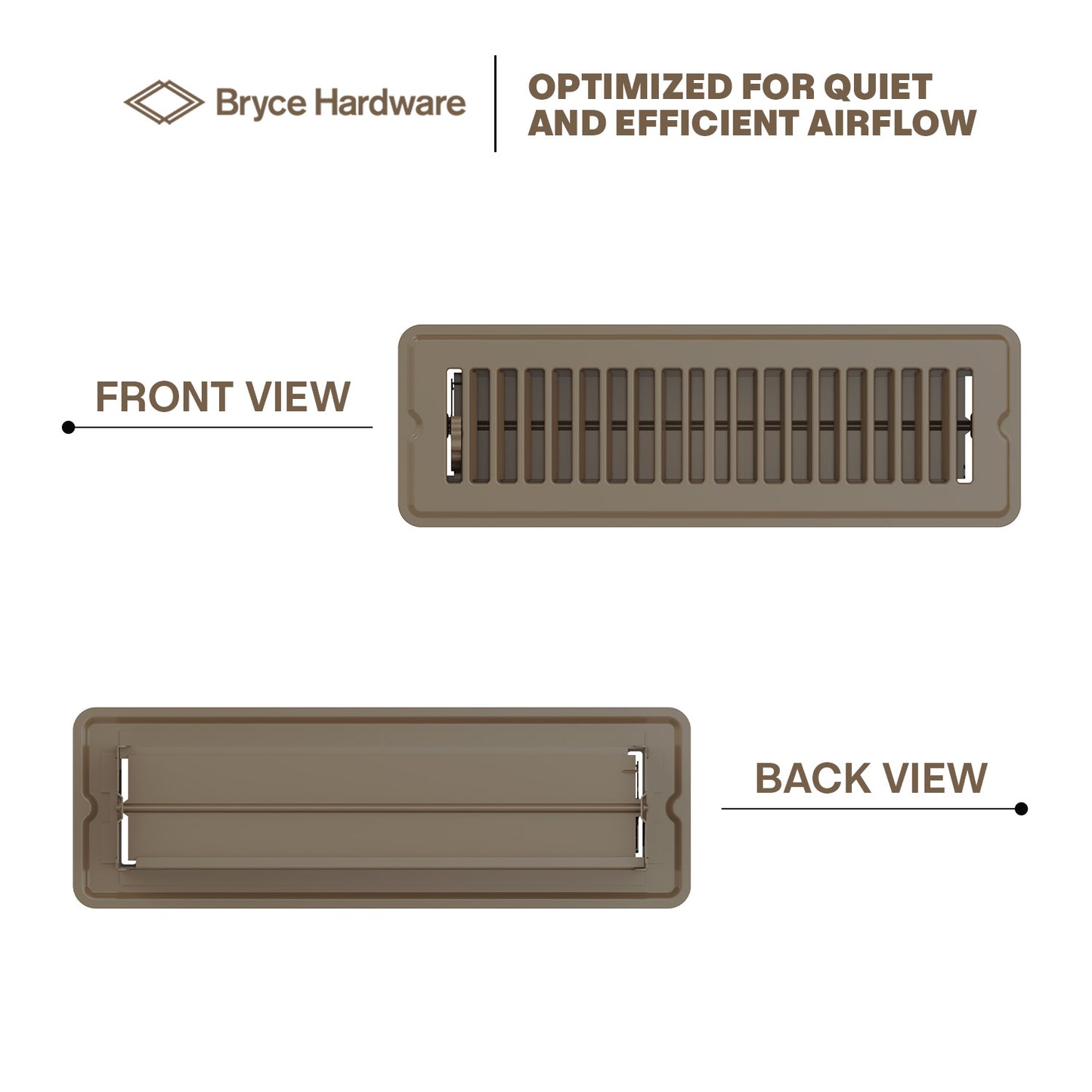 2” x 10” Floor Register - Heavy-Duty Steel, Adjustable Airflow, White Vent Cover