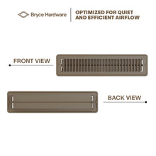 2” x 14” Floor Register - Heavy-Duty Steel, Adjustable Airflow, Brown Vent Cover view 4