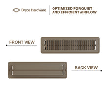 2” x 12” Floor Register - Heavy-Duty Steel, Adjustable Airflow, Brown Vent Cover view 4