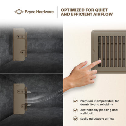 4” x 10” Floor Register - Heavy-Duty Steel, Adjustable Airflow, White Vent Cover