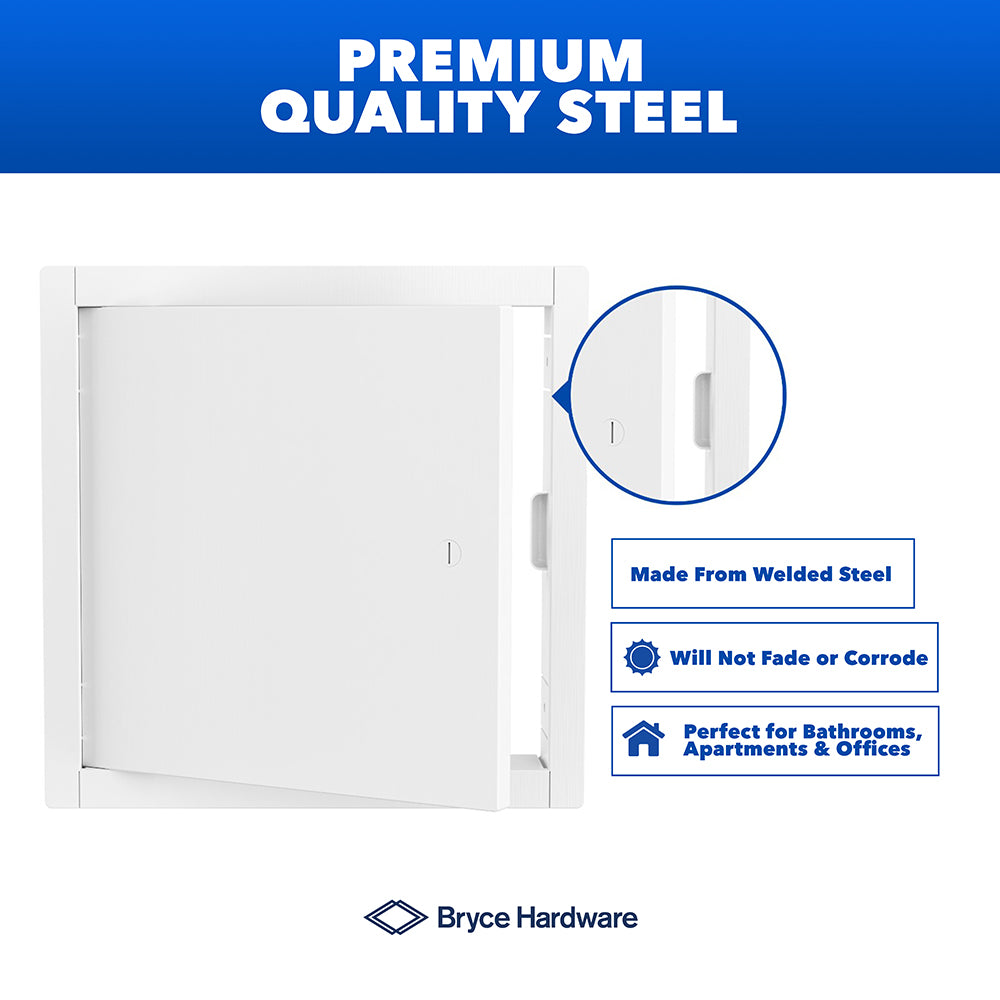 8 x 8 Inch White Powder-Coated Steel Metal Access Panel: Sleek Flush Mount for Drywall