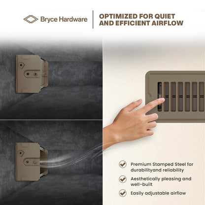 2” x 14” Floor Register - Heavy-Duty Steel, Adjustable Airflow, White Vent Cover