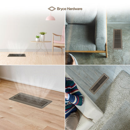 2” x 10” Floor Register - Heavy-Duty Steel, Adjustable Airflow, White Vent Cover