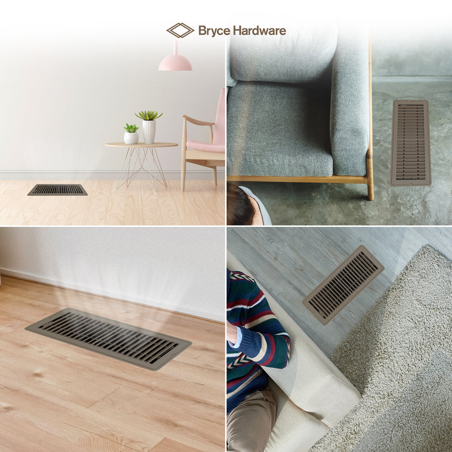4” x 12” Floor Register - Heavy-Duty Steel, Adjustable Airflow, Brown Vent Cover view 6 of 7