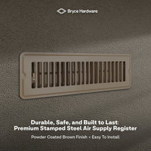 2” x 10” Floor Register - Heavy-Duty Steel, Adjustable Airflow, Brown Vent Cover view 6