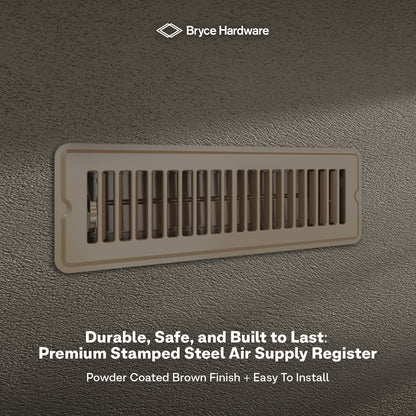 2” x 10” Floor Register - Heavy-Duty Steel, Adjustable Airflow, White Vent Cover