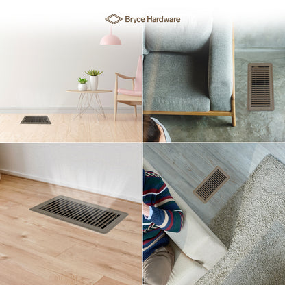 4” x 10” Floor Register - Heavy-Duty Steel, Adjustable Airflow, White Vent Cover