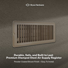 4” x 10” Floor Register - Heavy-Duty Steel, Adjustable Airflow, Brown Vent Cover view 7