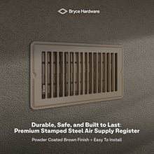 4” x 8” Floor Register - Heavy-Duty Steel, Adjustable Airflow, Brown Vent Cover view 7