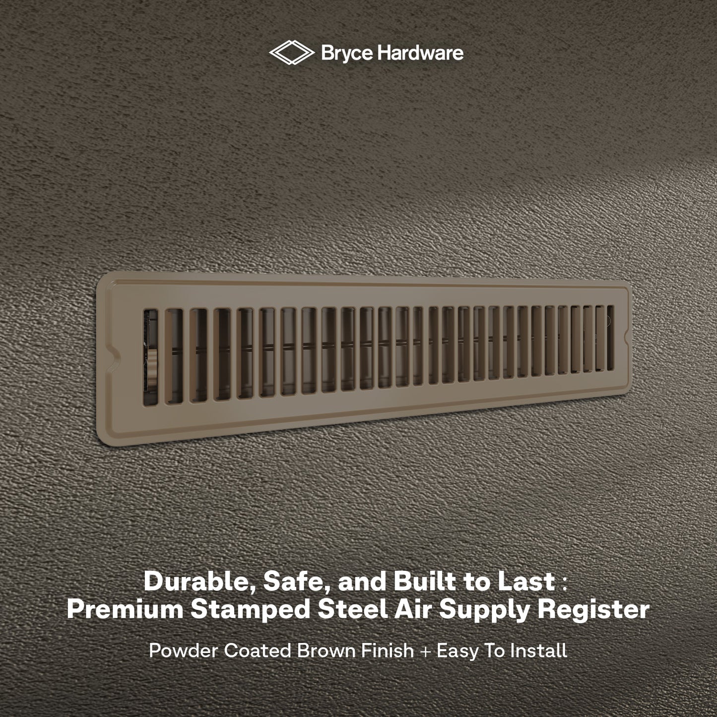 2” x 14” Floor Register - Heavy-Duty Steel, Adjustable Airflow, White Vent Cover