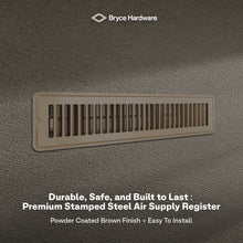 2” x 14” Floor Register - Heavy-Duty Steel, Adjustable Airflow, Brown Vent Cover view 7