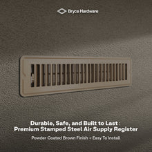 2” x 12” Floor Register - Heavy-Duty Steel, Adjustable Airflow, Brown Vent Cover view 7