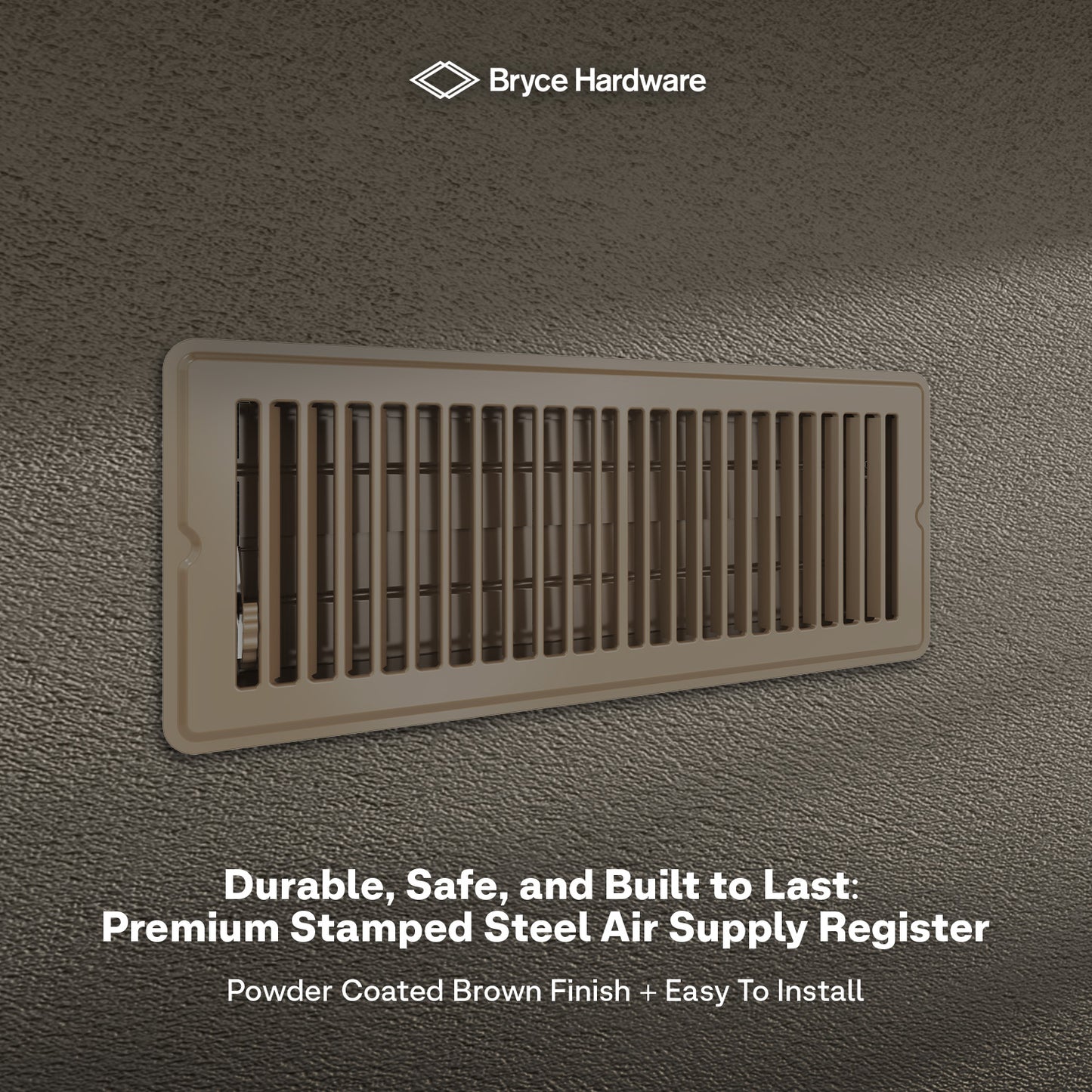 4” x 12” Floor Register - Heavy-Duty Steel, Adjustable Airflow, White Vent Cover