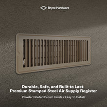 4” x 12” Floor Register - Heavy-Duty Steel, Adjustable Airflow, Brown Vent Cover view 7