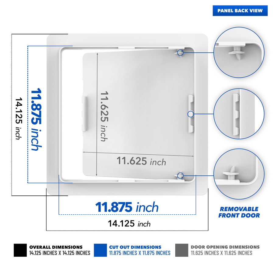 [2 Pack] 12" x 12" White Heavy-Duty Plastic Access Panel for Drywall: Premium Wall Hole Cover & Plumbing Panel view 3 of 8